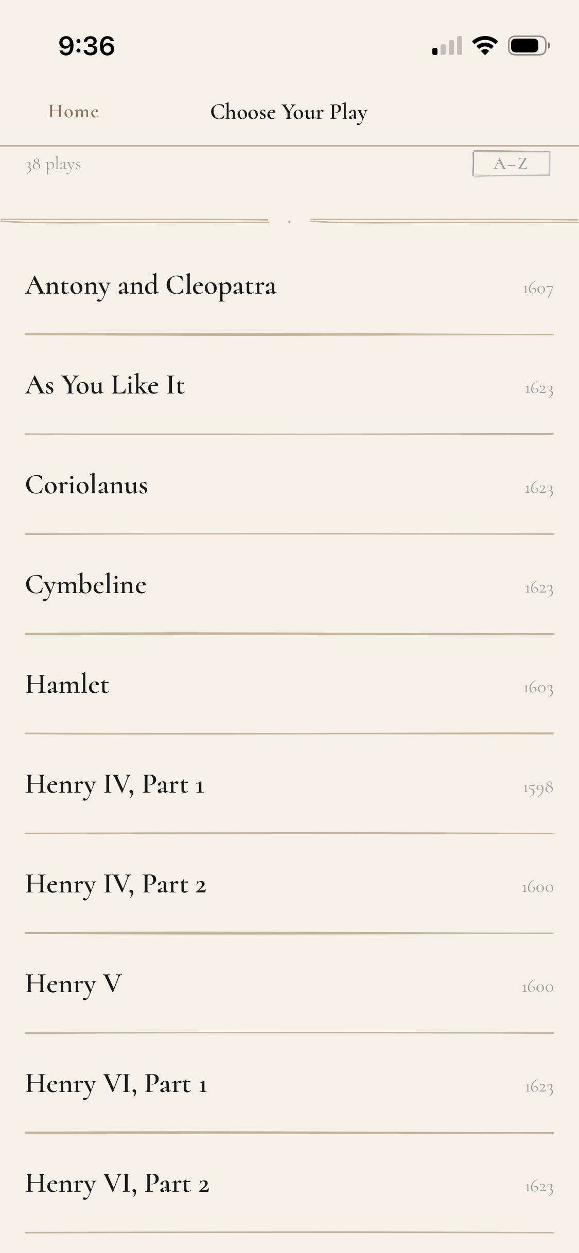 Yorick play playlist screen